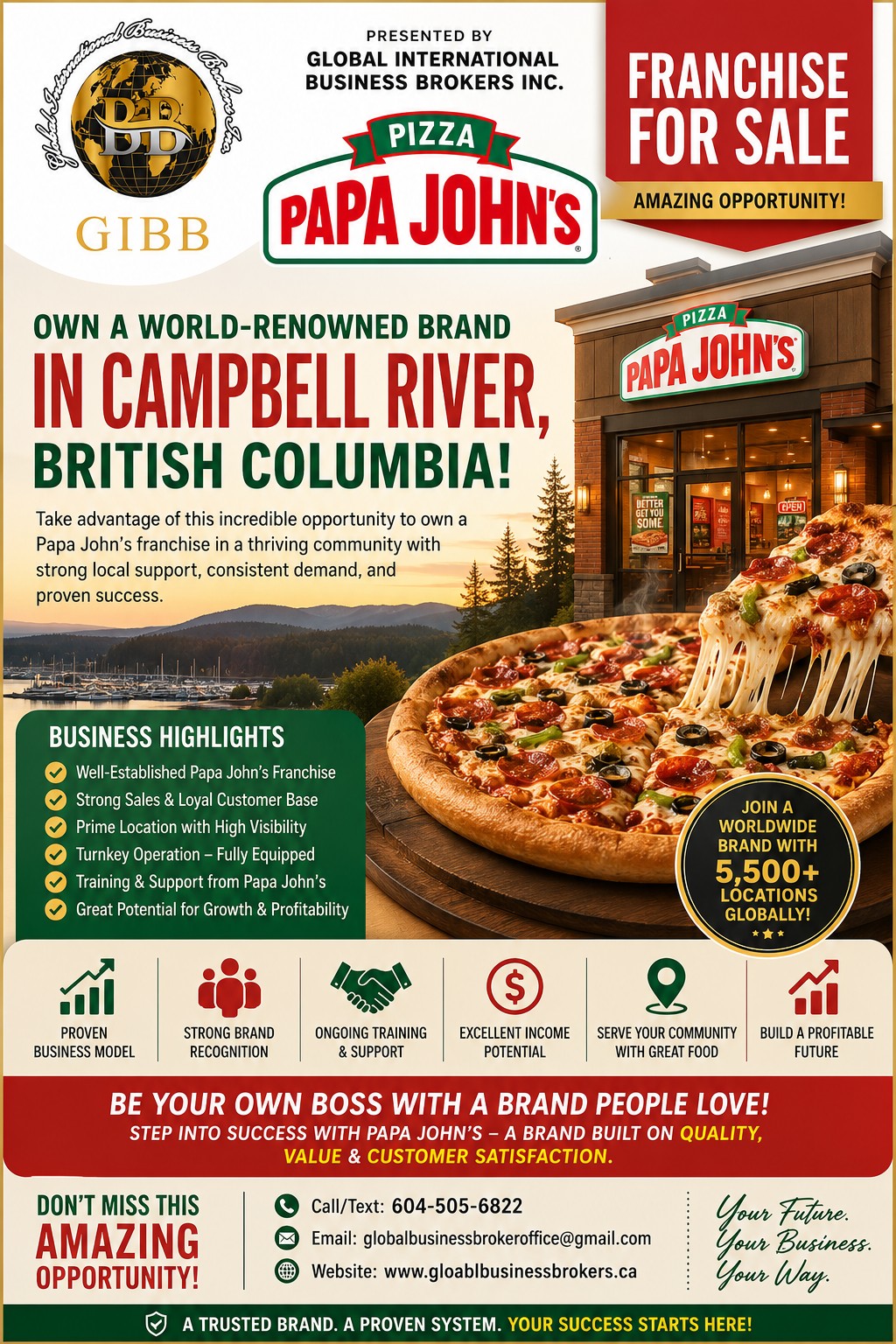 Papa John's Franchise For sale in Campbell River, BC